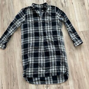 Madewell Black and White Plaid Shirtdress